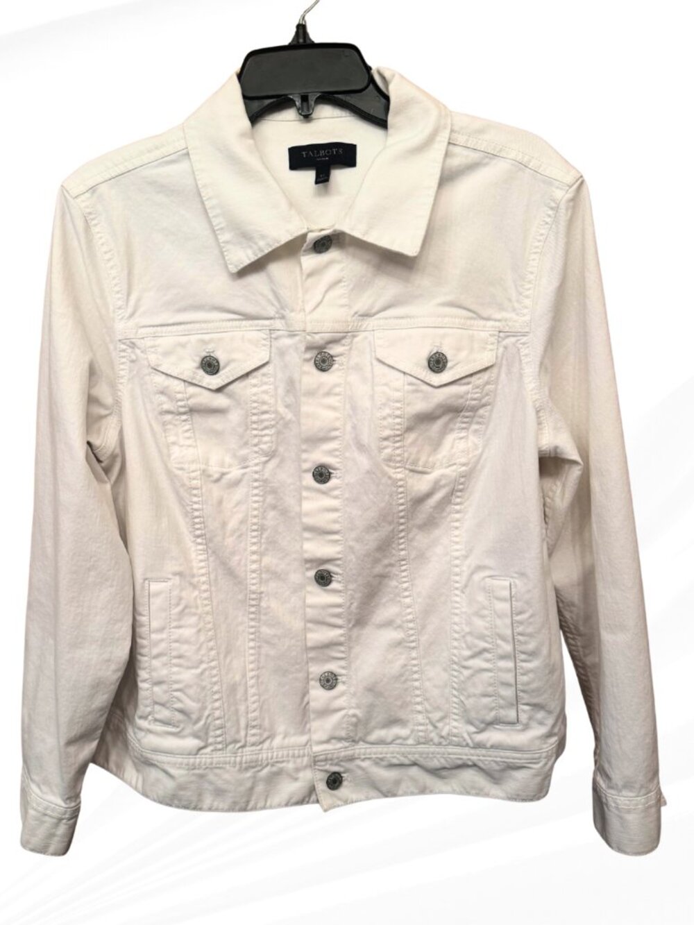Talbots Classic Jean Jacket Solids White Denim Size 1X